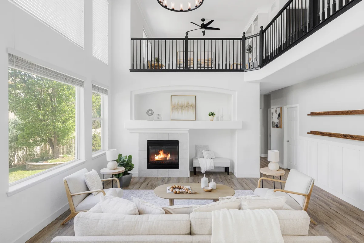 Professionally staged living room in Boulder, Colorado